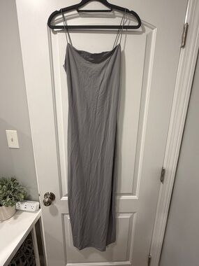 Lillusory Double Lined Grey Slip Dress with Spaghetti Straps